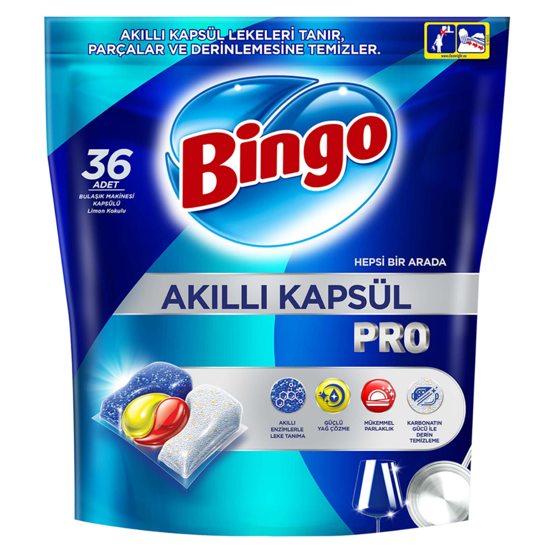 Aytac Bingo Akıllı Kapsül Pro bulaşık makinesi kapsülü, 36 adet, pratik ve etkili bulaşık temizleme ürünü.