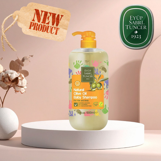 Aytac Eyüp Sabri Tuncer bebek şampuanı 600 ml, nazlıkoyede gösterilen, yumuşak ve nazik bebek şampuanı şişesi.