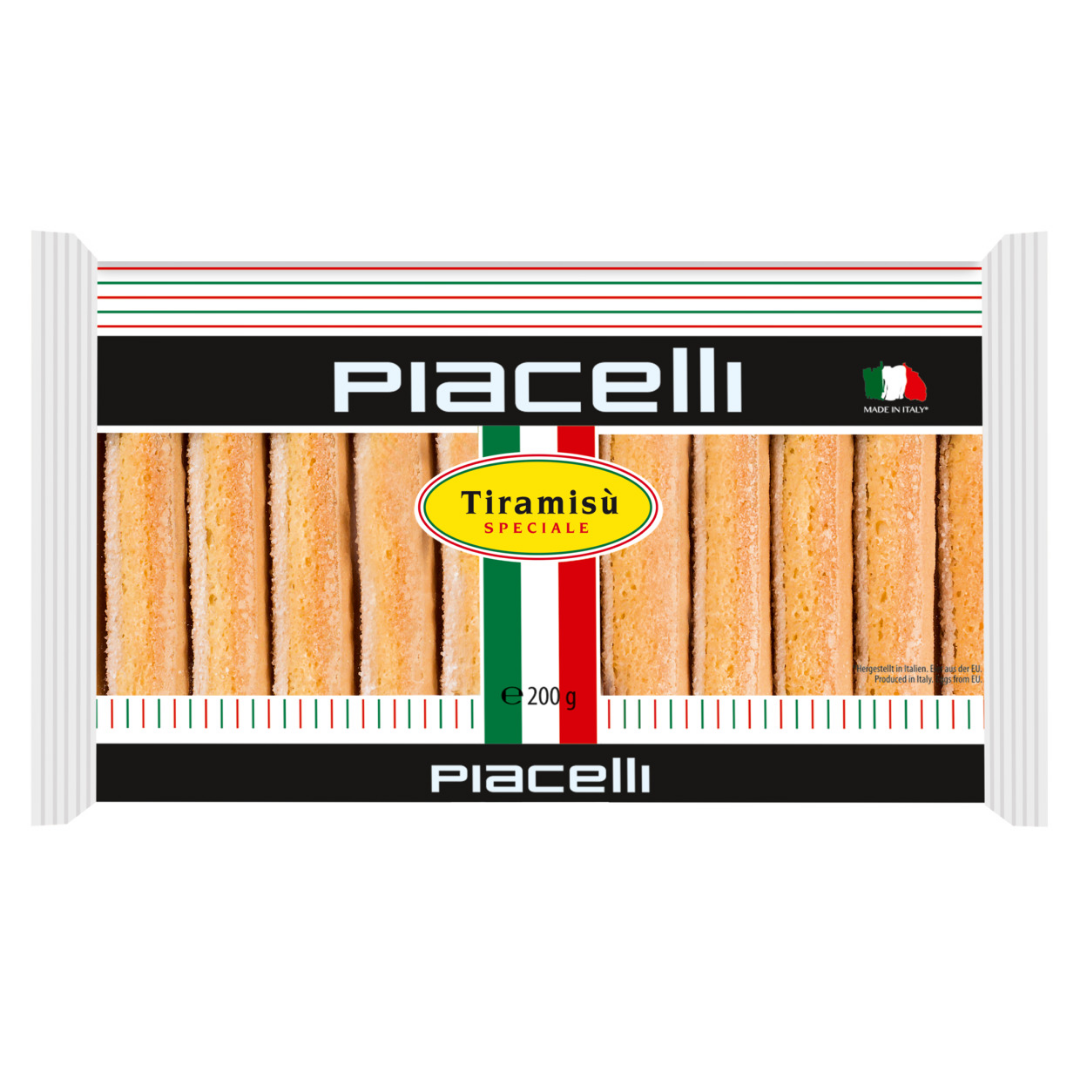 Aytac Piacelli Tiramisu (Kedi Dili) 200g, Italian-style ladyfingers for desserts, shown in a clear package.