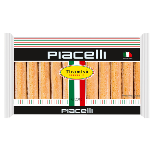 Aytac Piacelli Tiramisu (Kedi Dili) 200g, Italian-style ladyfingers for desserts, shown in a clear package.