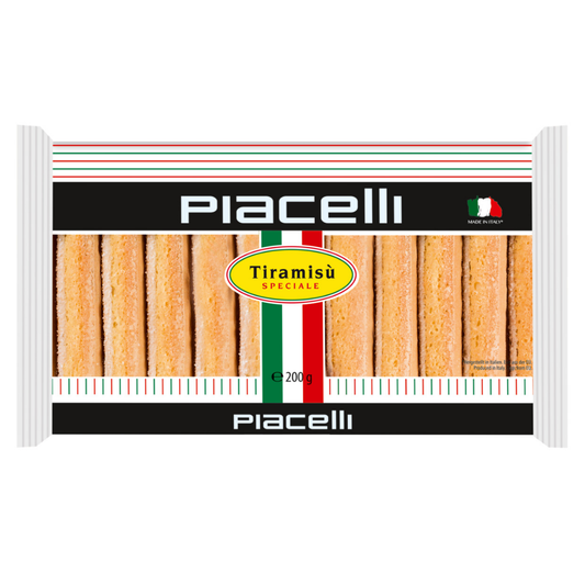Aytac Piacelli Tiramisu (Kedi Dili) 200g, Italian-style ladyfingers for desserts, shown in a clear package.