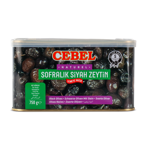 Cebel Gemlik Tipi Sofralık Siyah Zeytin TENEKE 750 Gr