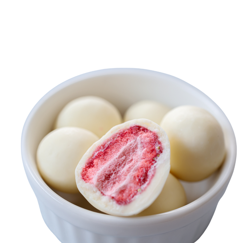 Beyaz Çikolata Kaplamalı Freeze-Dried Çilek 12 Adet