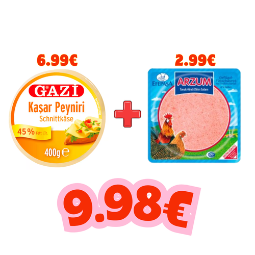 GAZİ Kaşar 400 Gr + ARZUM Salam 200 Gr – Combi Paket