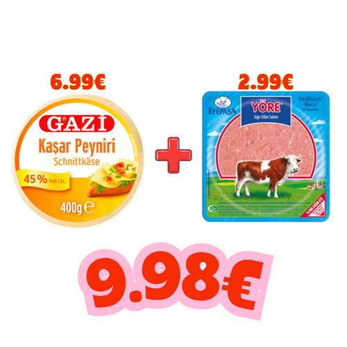 GAZİ Kaşar 400 Gr + YÖRE Salam 200 Gr – Combi Paket