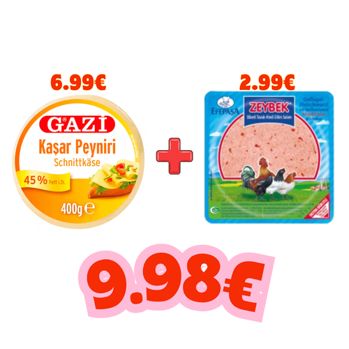 GAZİ Kaşar 400 Gr + ZEYBEK Salam 200 Gr – Combi Paket