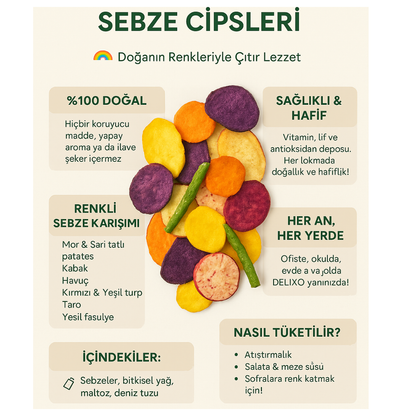 Kurutulmuş Gerçek Karışık Sebze Cipsi 90gr