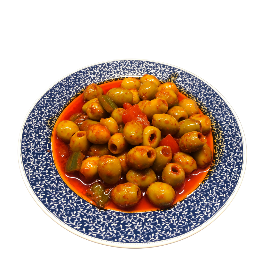 Sambal Sos Marineli Çekirdeksiz Yeşil Zeytin(TİRYAKİ) 1Kg