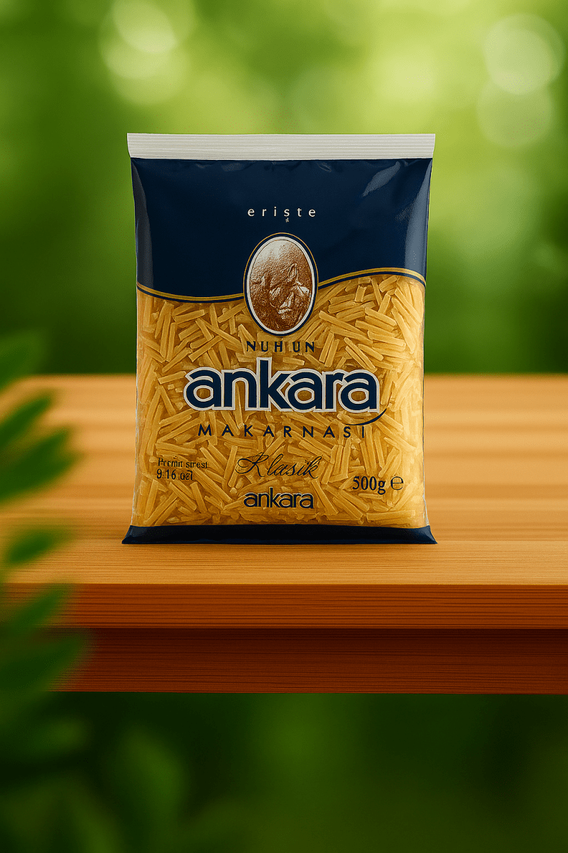 Nazlikoy Ankara Erişte 500g, kuru ve ince hamurdan yapılmış geleneksel Türk eriştesi, gıda ürünleri.