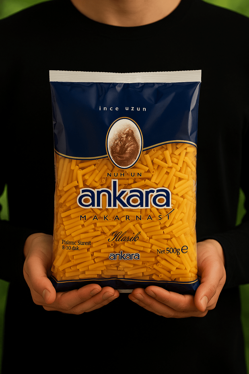 Nazlikoy Ankara İnce Uzun Makarna 500g, kuru makarna, ince uzun şekliyle görünüm.