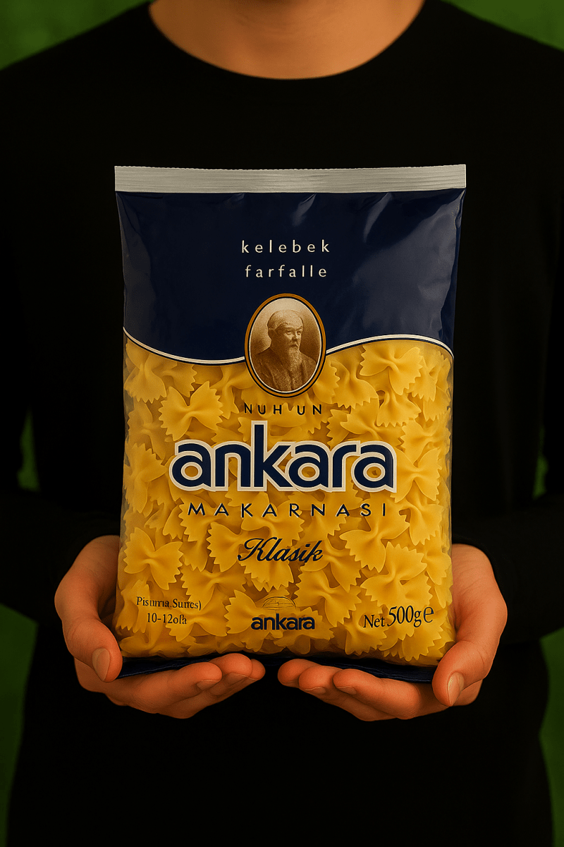 Nazlikoy Ankara Kelebek Makarna 500g, kuru makarna paketi, kelebek şekilli makarna, gıda ürünü