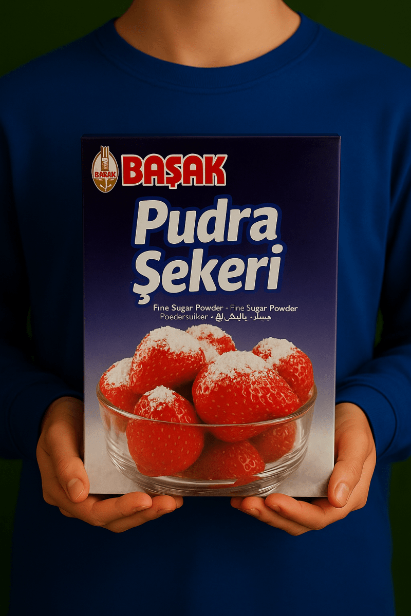 Başak Pudra Şekeri 200g, Nazlikoy markalı, paket üzerinde görüntülenen ince pudra şekeri.