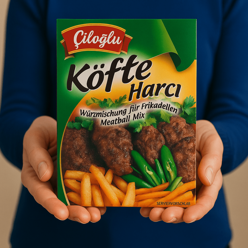 Nazlikoy Çiloğlu Köfte Harcı 90g, geleneksel köfte yapımı için hazır baharat karışımı, gıda ürünüdür.