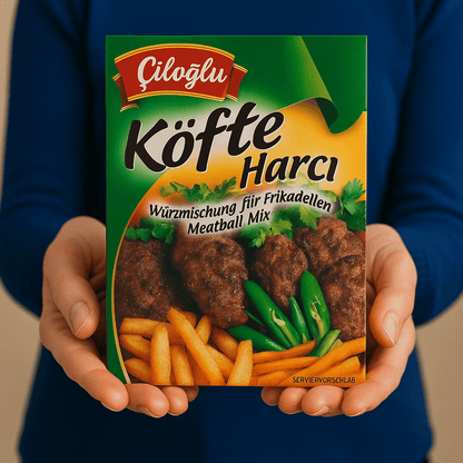 Nazlikoy Çiloğlu Köfte Harcı 90g, geleneksel köfte yapımı için hazır baharat karışımı, gıda ürünüdür.